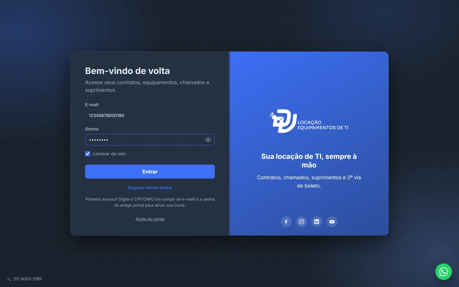 Tela de entrada da nova experiência com o usuário no campo de e-mail